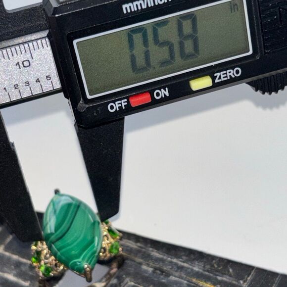 925 sterling silver STS malachite statement ring + stud earrings Sz 9 w/emeralds - Picture 9 of 12